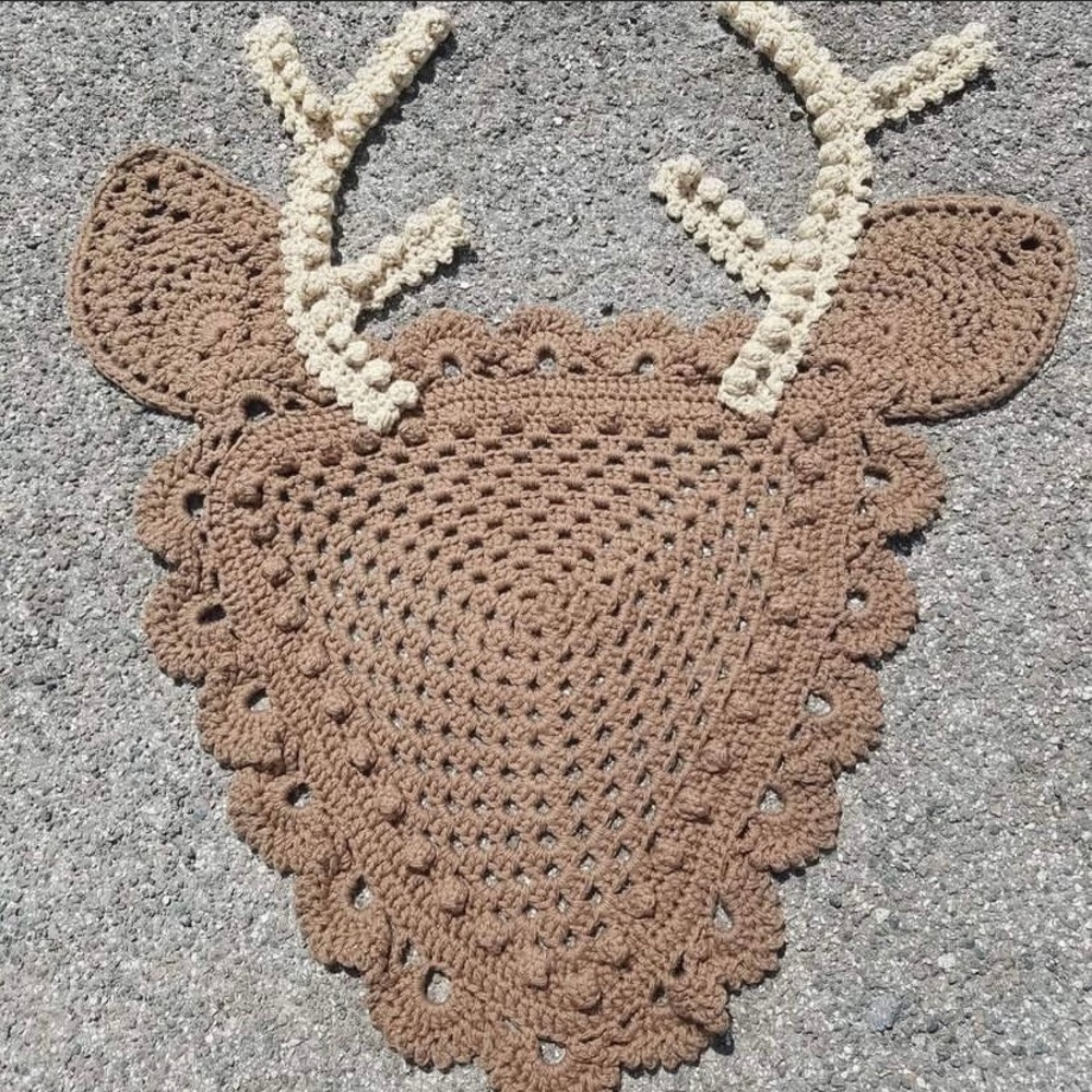Handmade deer head rug